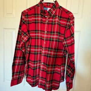Old Navy Men's Red and Black Plaid Button Down Shirt